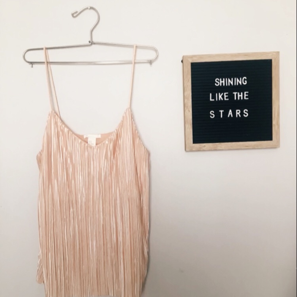 Shimmery pink strap dressy tank top